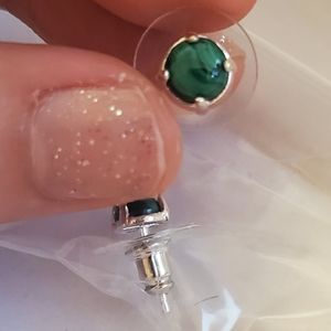 Malachite on sterling silver stud earrings